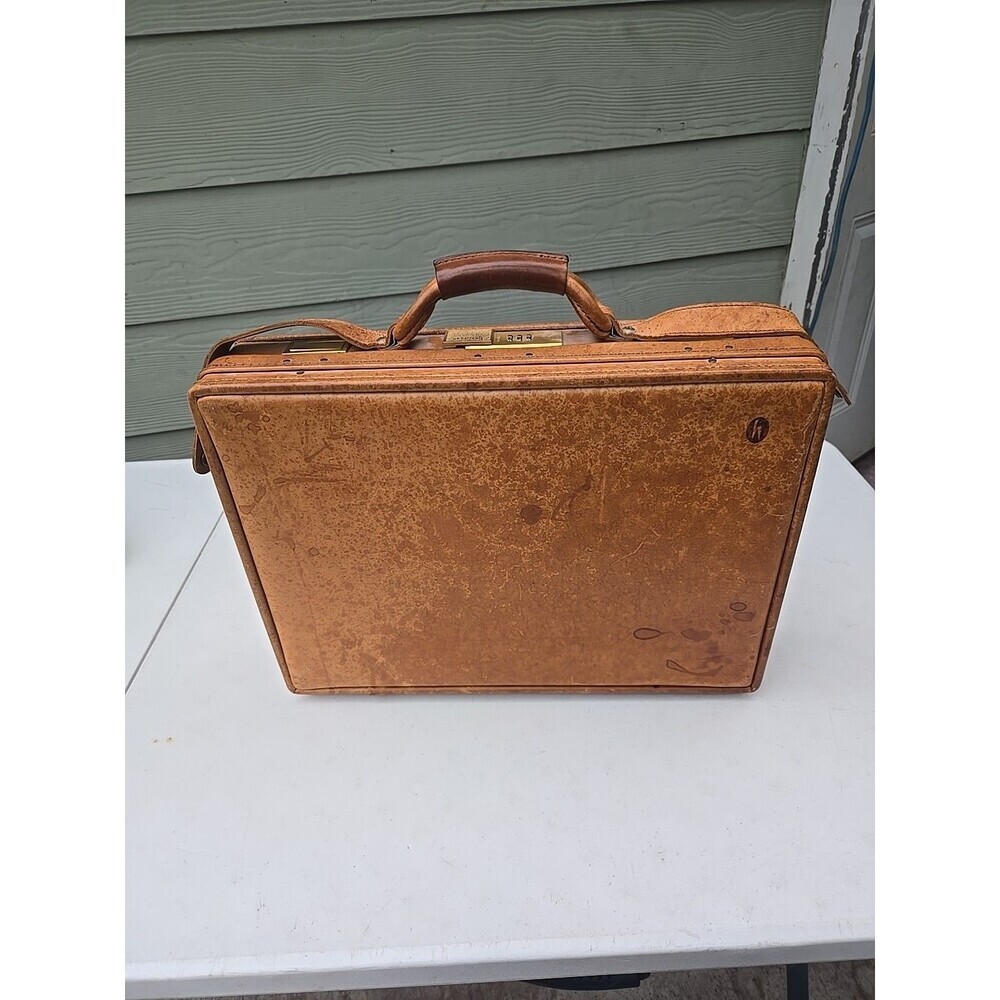 Vintage Hartmann briefcase leather attache tan brown classic business